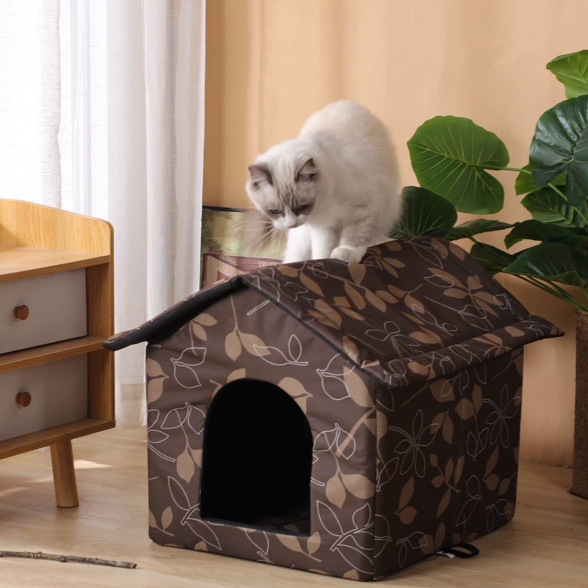 Cat Houses for Outdoor Cats,Feral Cats House,Weatherproof Warm and Insulated Cat House Stray Cats Shelter Shabby Chic,Small-Houses