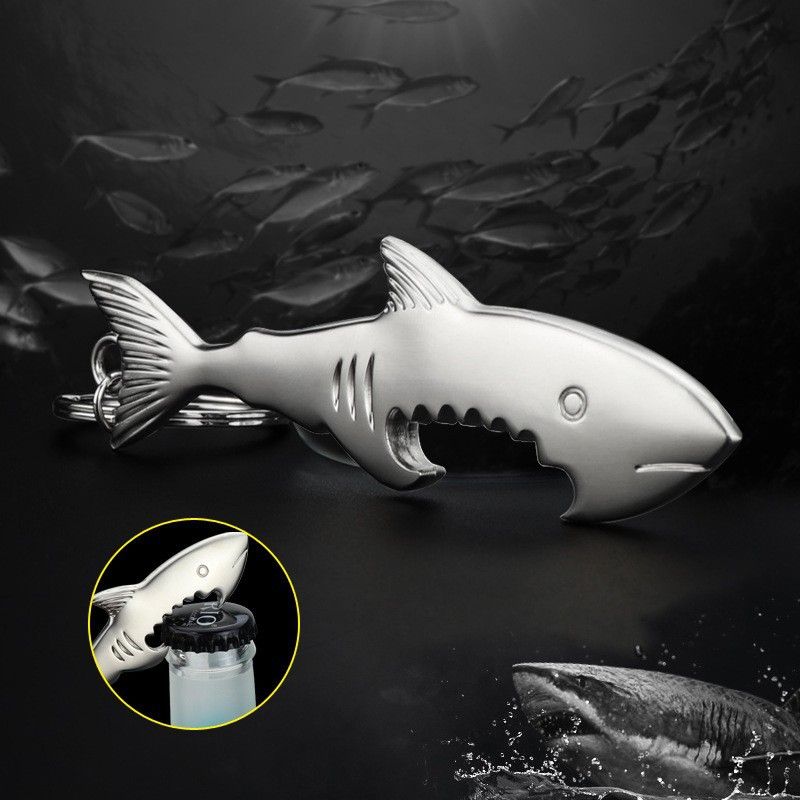 Creative Metal Corkscrew Shark Beer Bottle Opener Keychain Pendant Creative Bottle Openers, Beer Opener Keychain