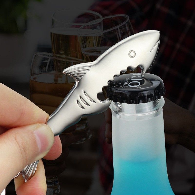 Creative Metal Corkscrew Shark Beer Bottle Opener Keychain Pendant Creative Bottle Openers, Beer Opener Keychain