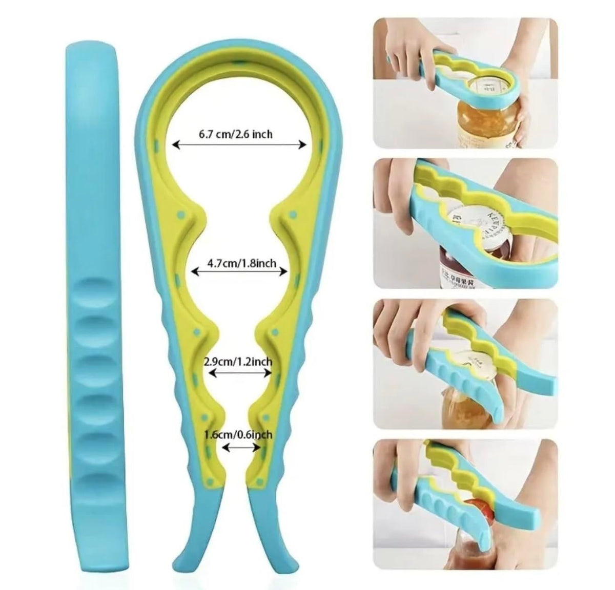 Bottle and Jar Opener 4 in 1, Easy to use for Seniors, Ideal for those with Limited Hand Strength Mobility, the Elderly