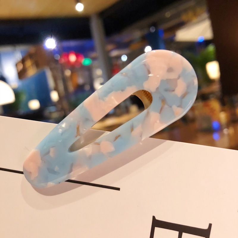 4Pcs Acetate Hair Clip Bangs Clip - Women Resin Marble Pattern Geometric Duckbill Clamps Alligator Hair Clips Hairpins Side Clip