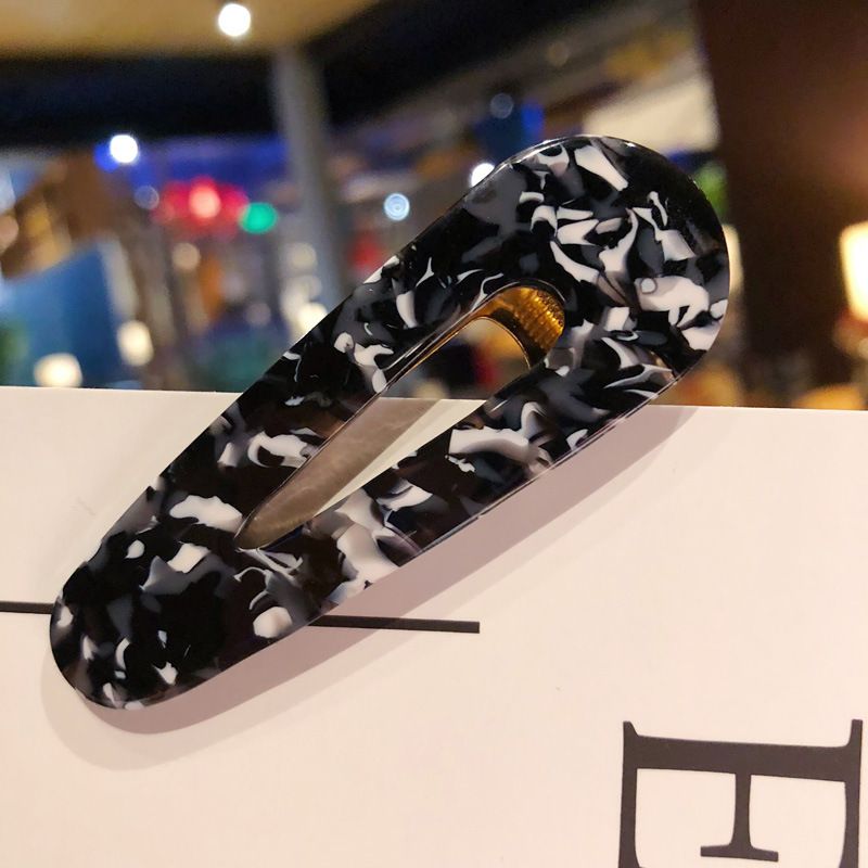 4Pcs Acetate Hair Clip Bangs Clip - Women Resin Marble Pattern Geometric Duckbill Clamps Alligator Hair Clips Hairpins Side Clip