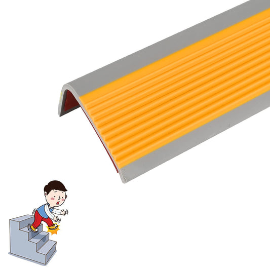Additional product view: 40" Stair Nosing Edge Trim Rubber Non Slip L-Shaped PVC Corner Staircase Strip Trip Prevention Step (Color :