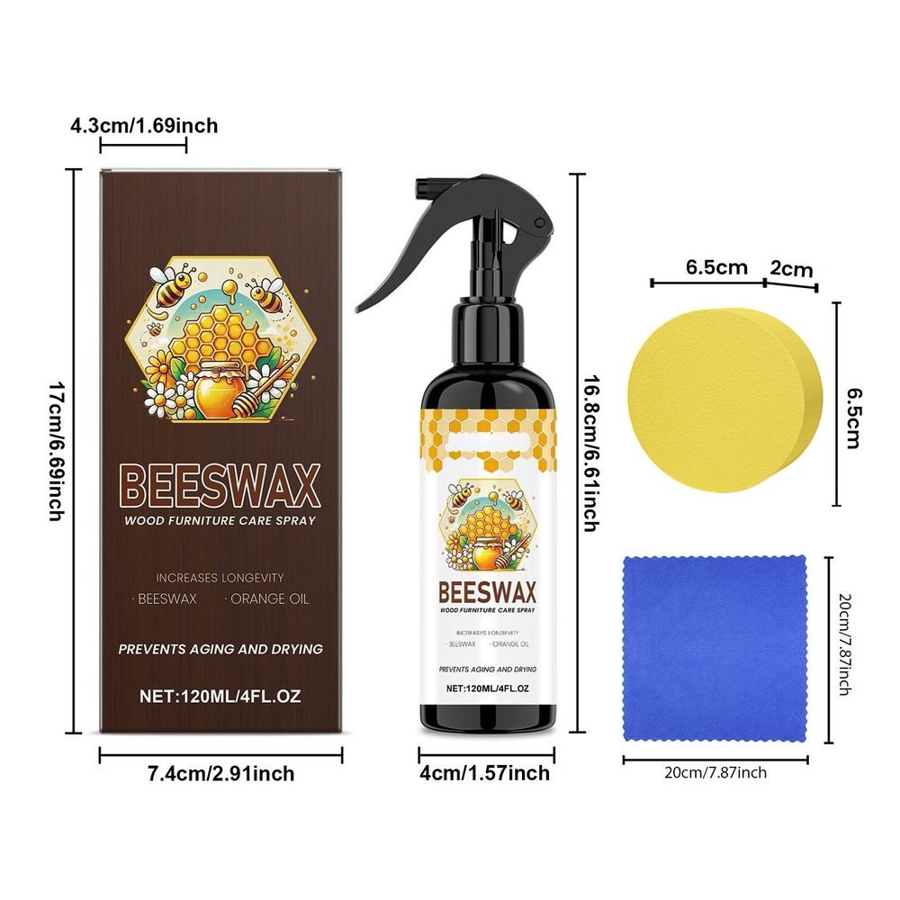 Beeswax Care Spray, Natural Beeswax Care Spray & Restorer, Beeswax Spray for Floors and Furniture, Purely natural