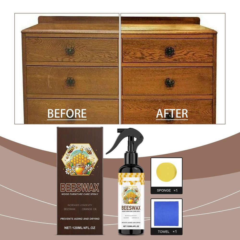 Beeswax Care Spray, Natural Beeswax Care Spray & Restorer, Beeswax Spray for Floors and Furniture, Purely natural