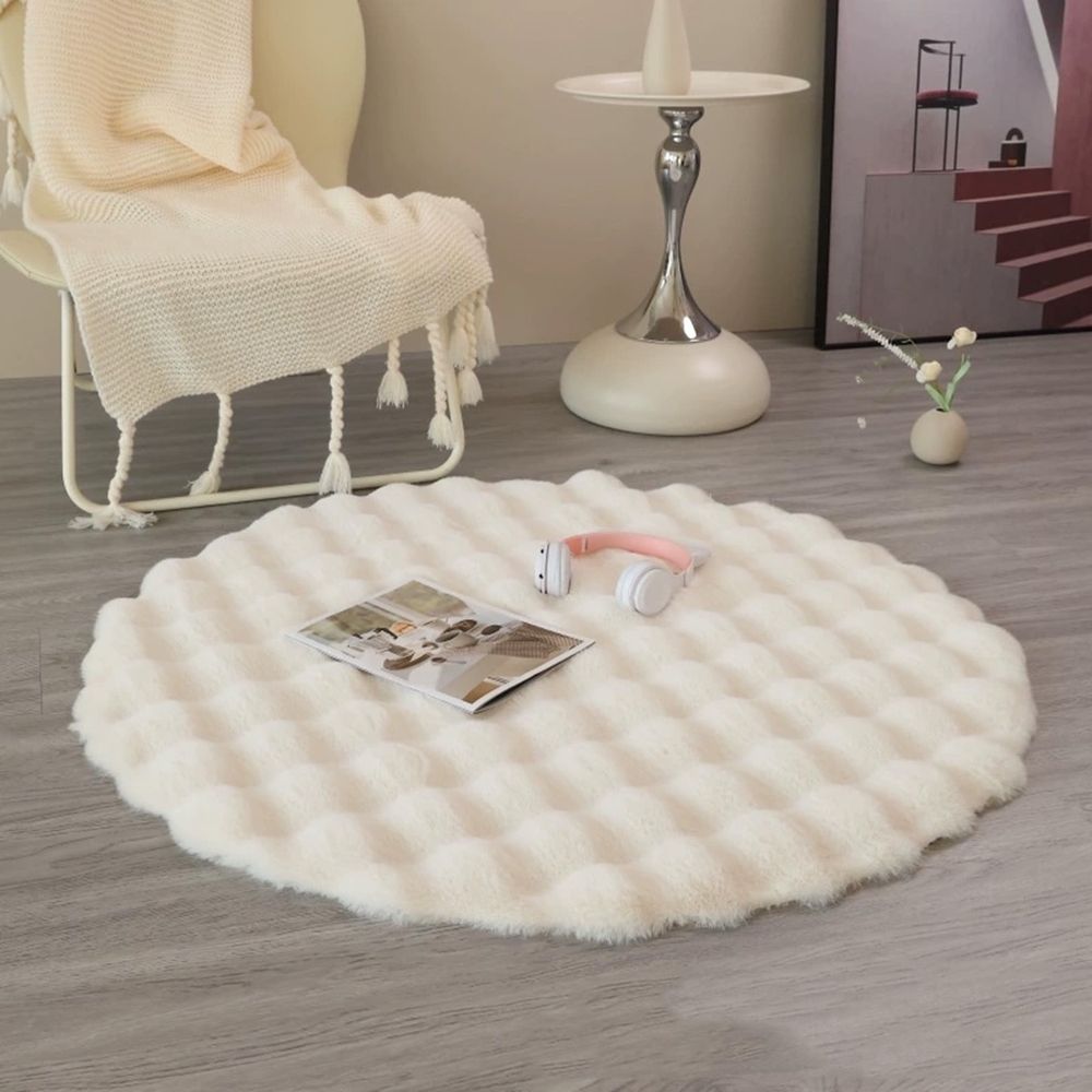 Fuzzy Plush Carpets, Round Rugs for Bedroom, Soft Comfortable Non Slip, for Living Room Bedroom Playing Room Decor