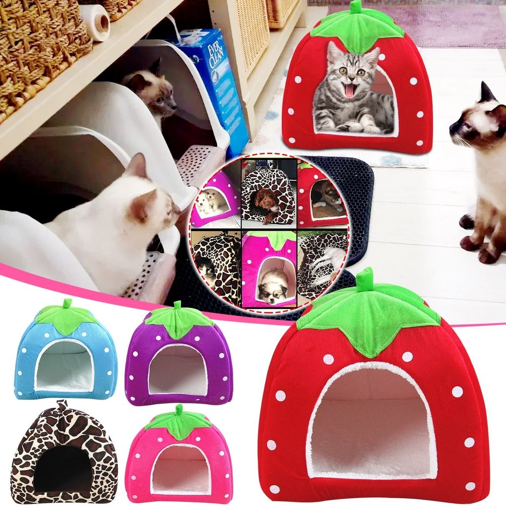 Additional product view: Strawberry-Shaped Indoor Pet Tent Bed for Cats and Small Dogs