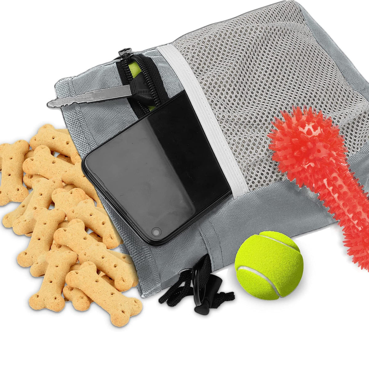 Dog Treat Pouch, Dog Training Treat Pouch for Pet, Dog Treat Pouch for Training Small to Large Dogs, Dog Treat Bag -Grey