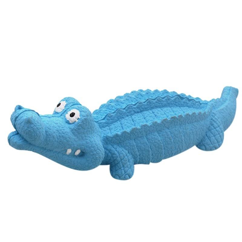 Durable Dog Chew Toy Dog Squeaky Rubber Animal Toy Tooth Cleaning Teeth Toy for Small Large Breed Chew (Color : Blue)