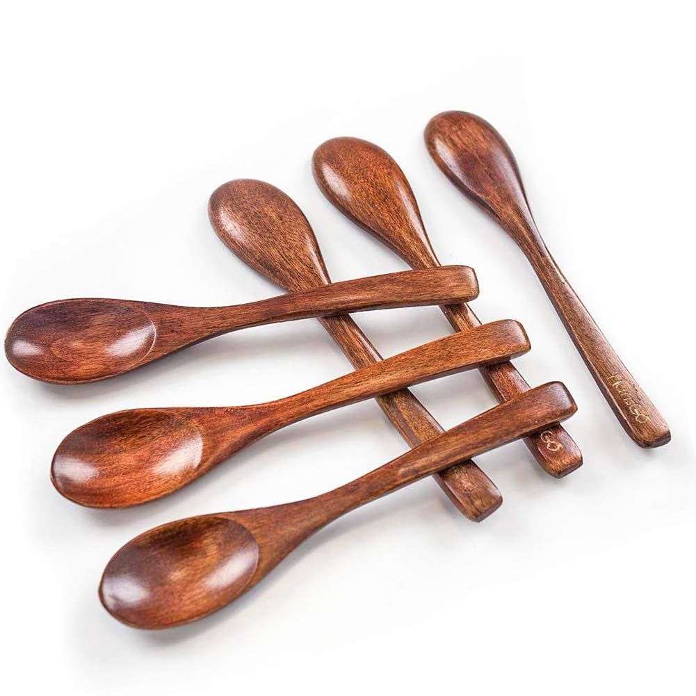 6pc Small Wooden Spoons, Small Soup Spoons Serving Spoons Wooden Teaspoon for Coffee Tea Jam Bath Salts