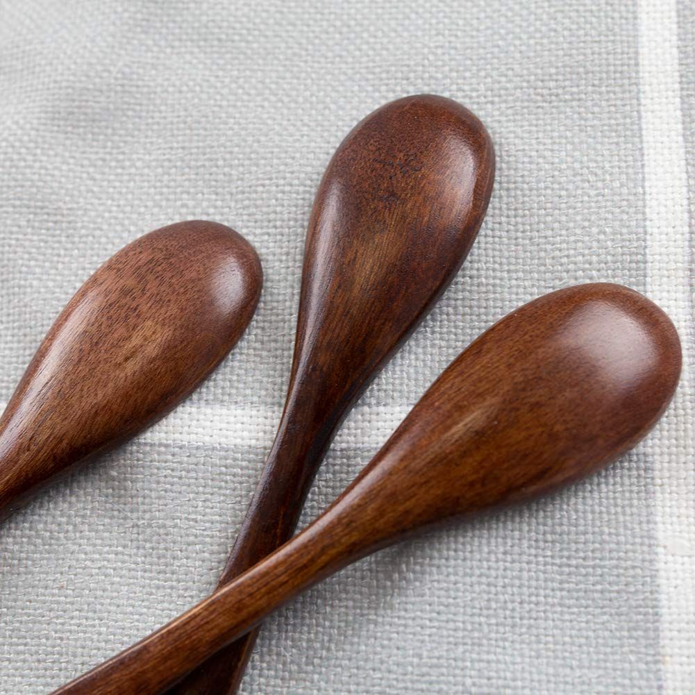 6pc Small Wooden Spoons, Small Soup Spoons Serving Spoons Wooden Teaspoon for Coffee Tea Jam Bath Salts