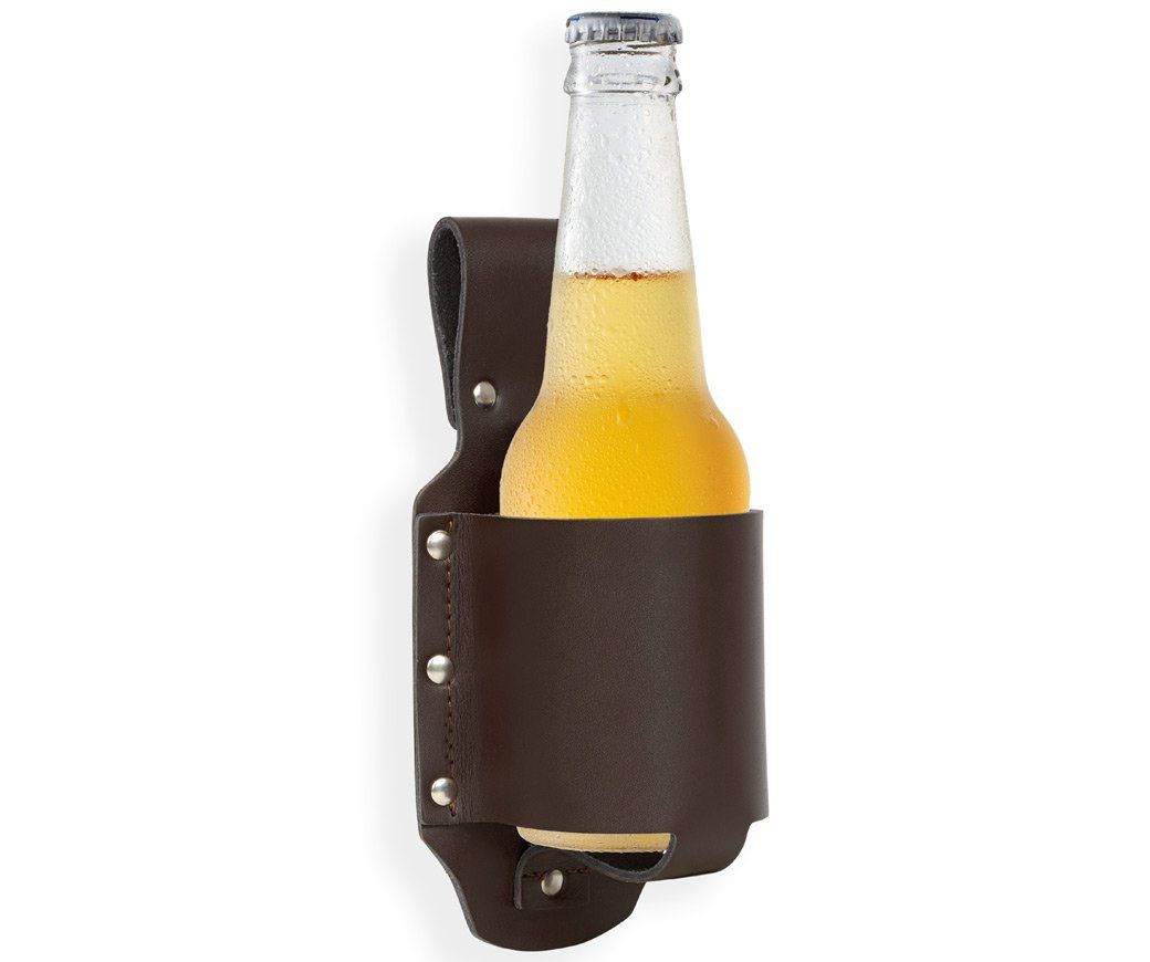 Beer Holster Combo - Hands-Free Bottle Holder Beer Belt Holder For Men Waist Hanging Leather Beer Bottle
