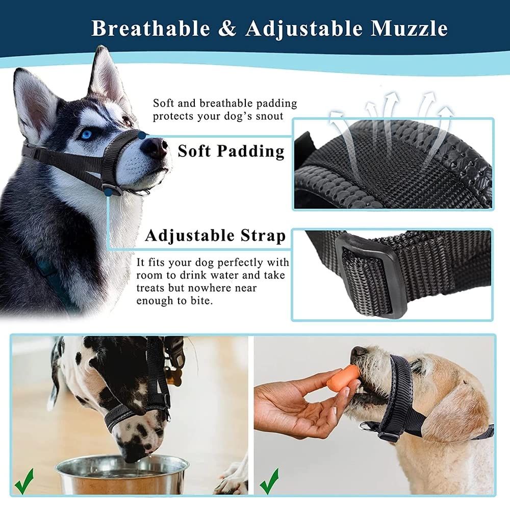 Soft Nylon Dog Muzzle Anti Barking Training Pet Mouth Mask Harness for Small Large Dogs Prevent from Biting