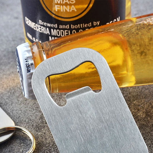 2 Pcs Stainless Steel Flat Beer Bottle Opener Keychain, Sturdy and Durable  to Send to Friends, Light and Easy to Carry,