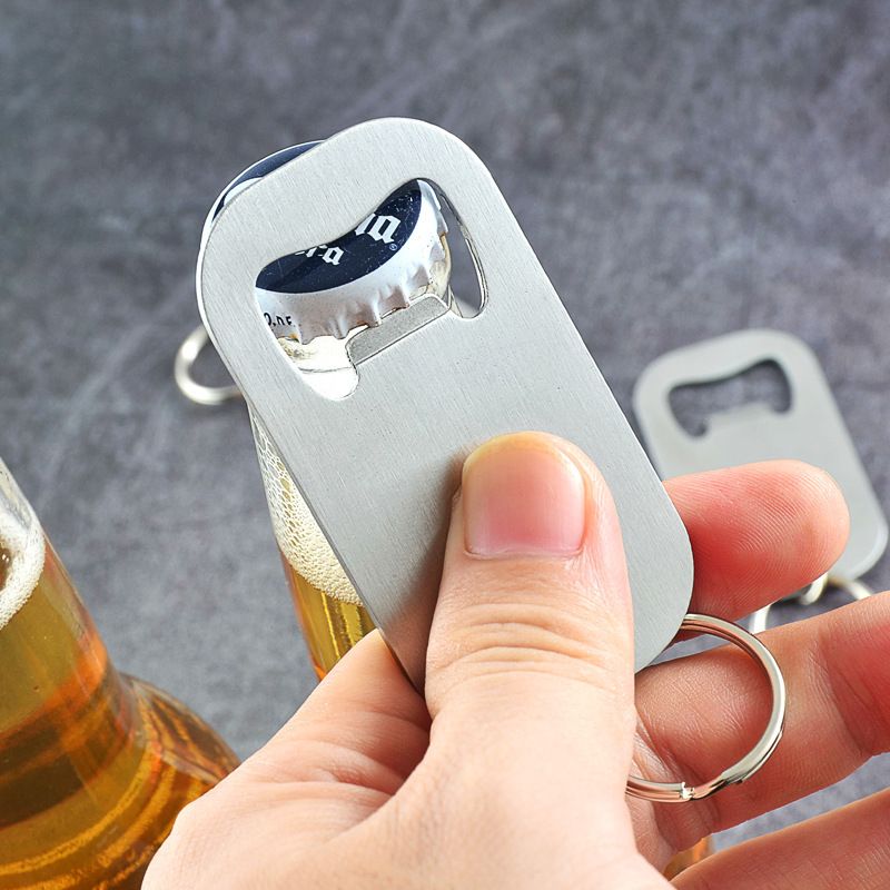 2 Pcs Stainless Steel Flat Beer Bottle Opener Keychain, Sturdy and Durable  to Send to Friends, Light and Easy to Carry,