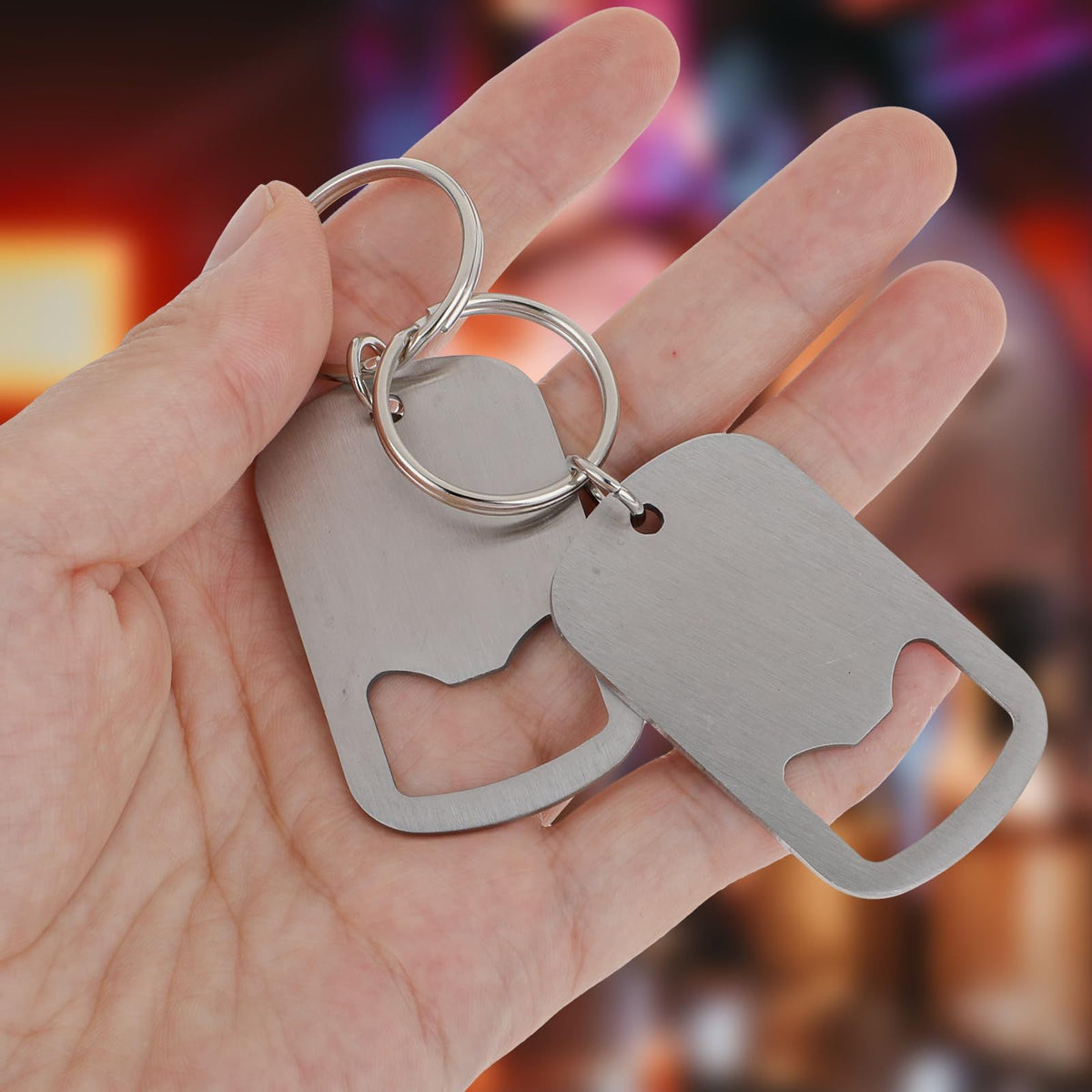 2 Pcs Stainless Steel Flat Beer Bottle Opener Keychain, Sturdy and Durable  to Send to Friends, Light and Easy to Carry,