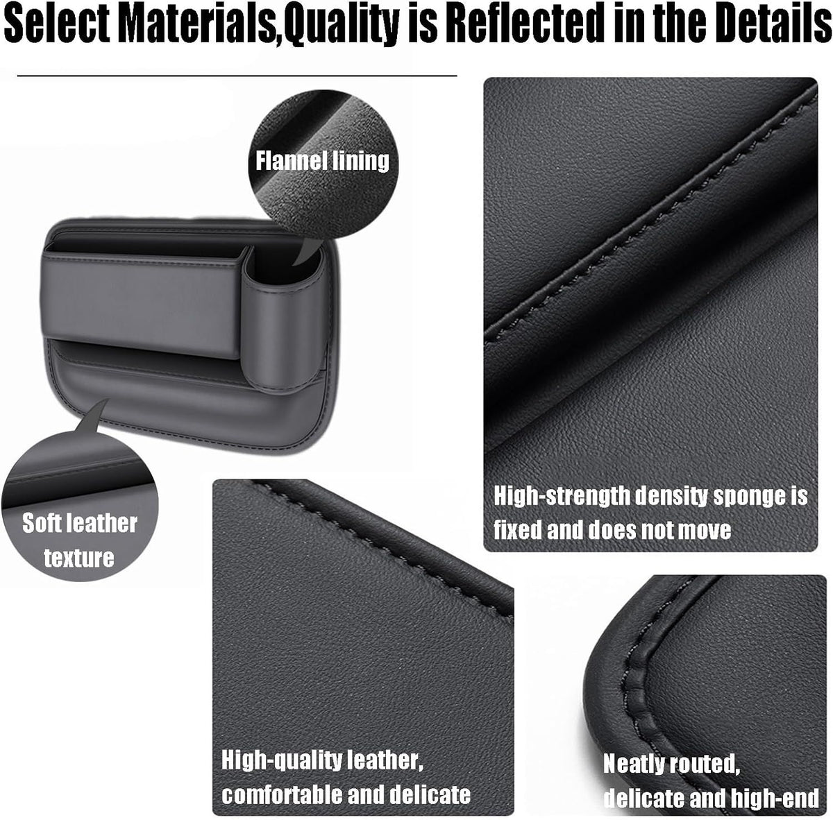 Car Leather Cup Holder Gap Bag - Seat Gap Storage Box with Cup Holder for Phones, Glasses, Keys, Cards - Leather