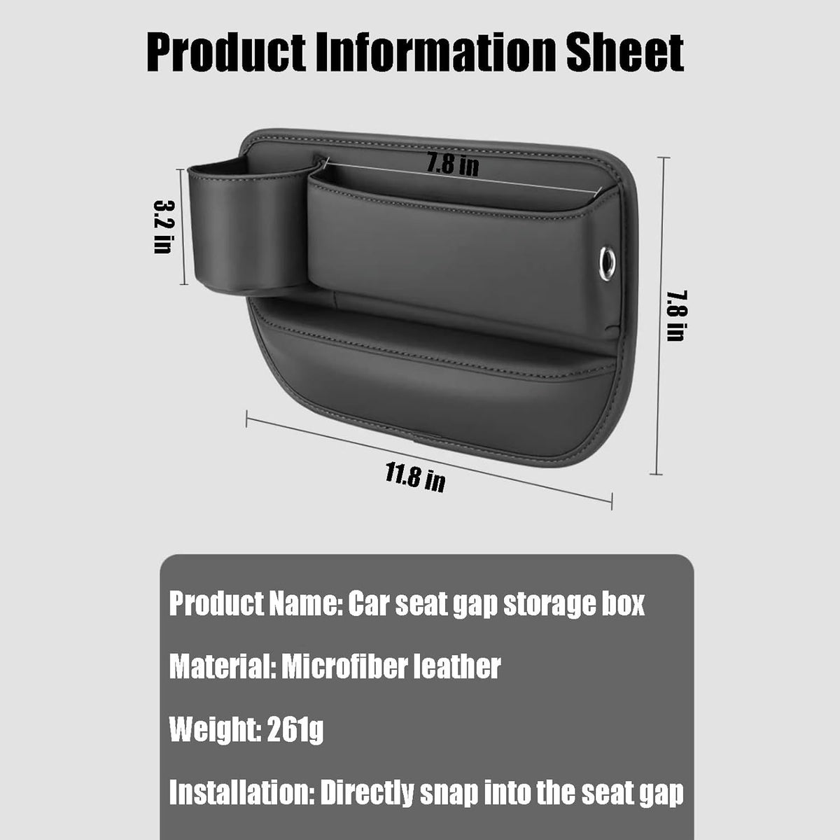 Car Leather Cup Holder Gap Bag - Seat Gap Storage Box with Cup Holder for Phones, Glasses, Keys, Cards - Leather