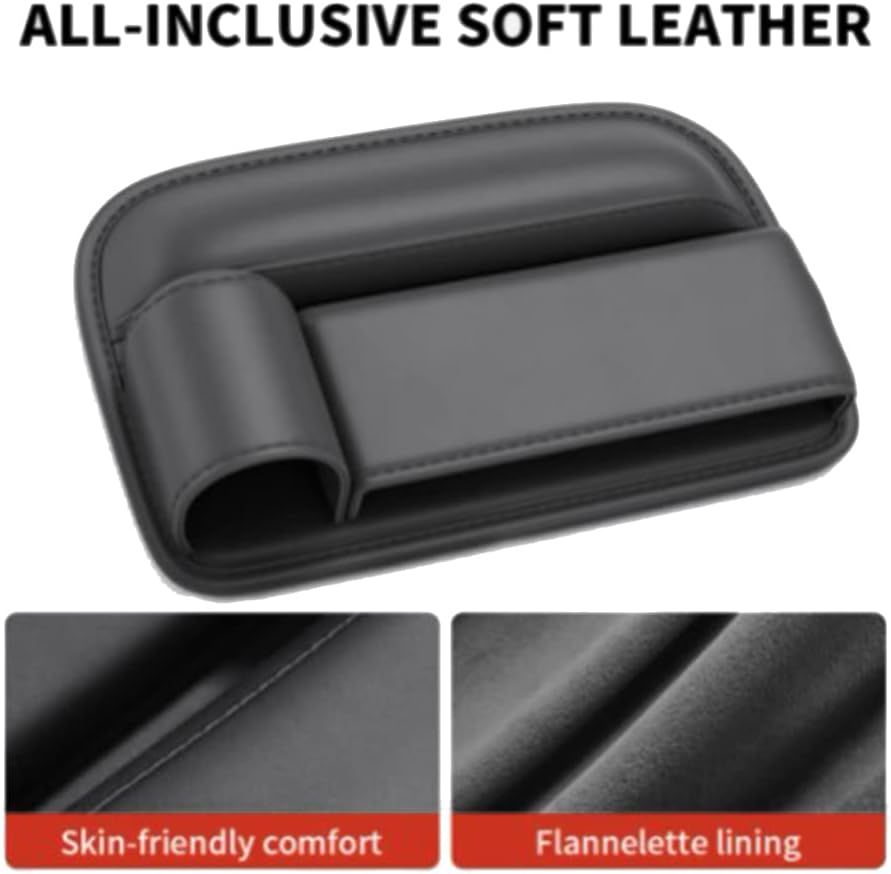 Car Leather Cup Holder Gap Bag - Seat Gap Storage Box with Cup Holder for Phones, Glasses, Keys, Cards - Leather