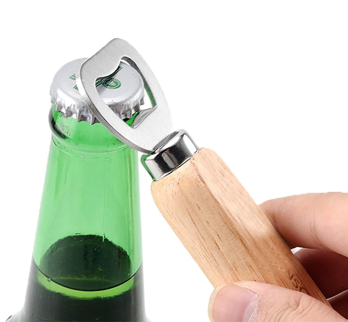 Bartender Bottle Openers, Beer Bottle Openers, Cider, Soft Drinks -Wood Handle Handheld Wooden Handle Stainless Steel Beer