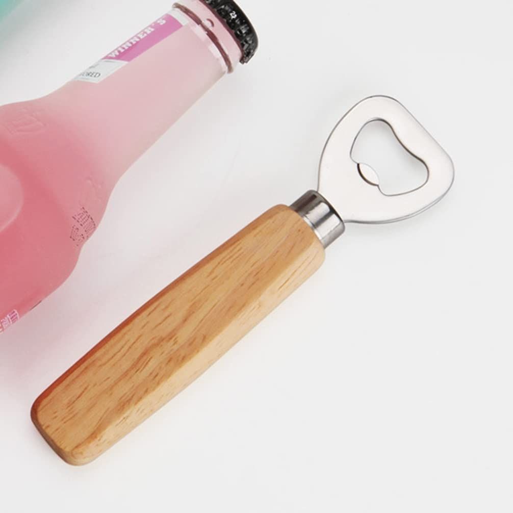 Bartender Bottle Openers, Beer Bottle Openers, Cider, Soft Drinks -Wood Handle Handheld Wooden Handle Stainless Steel Beer