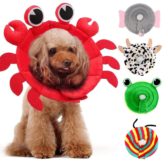 Frog-Shaped Soft Pet Recovery Cone Collar shown in the product image