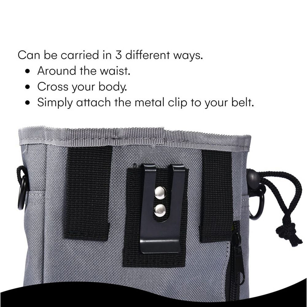 Dog Treat Pouch Bag-Treat Pouches for Pet Training - Multipurpose Dog Training Kit-Gray