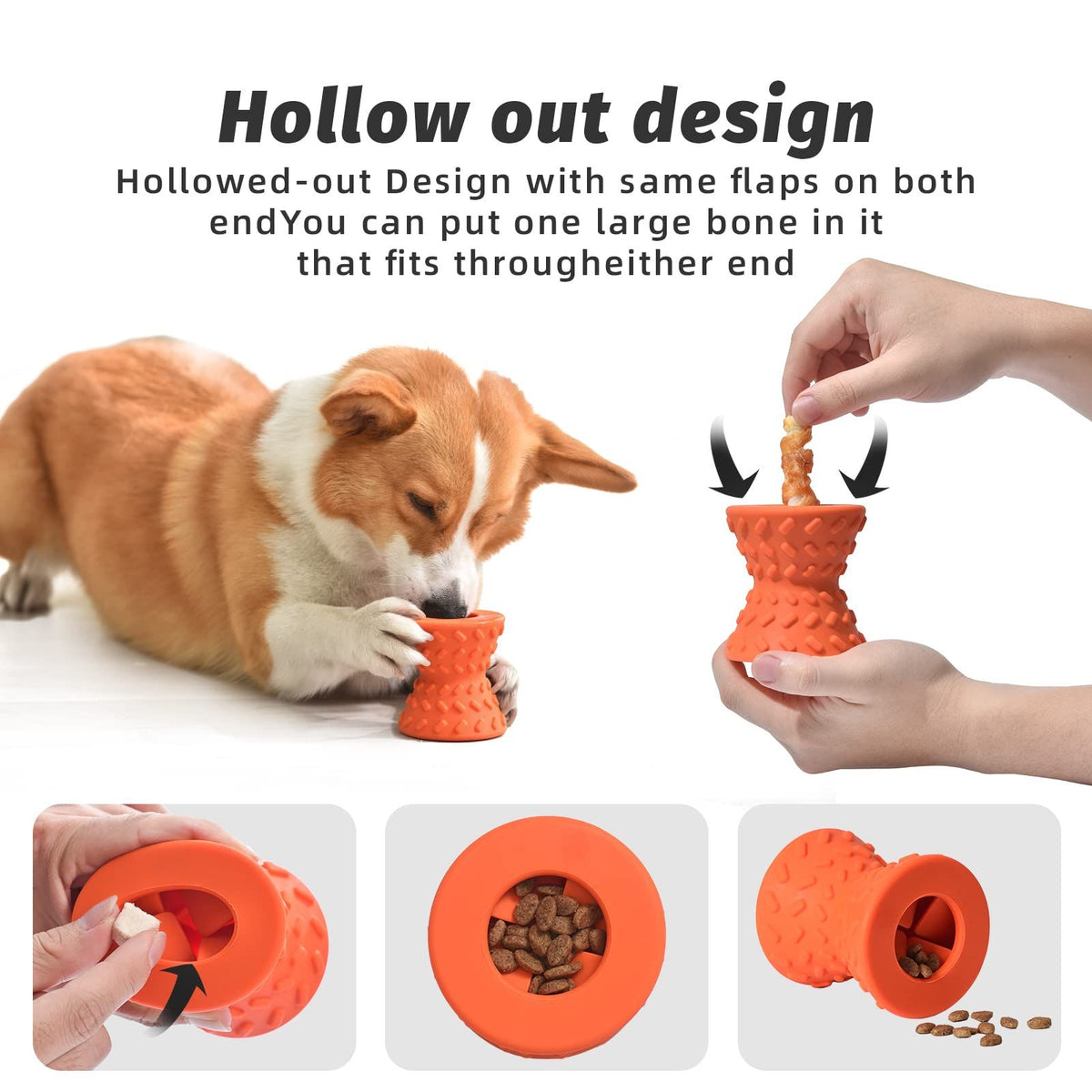 Dispensing Puppy Toys - Dog Bones for Chewers Super Dog Toys Tough Chew for Dogs Toy Bone, Natural Rubber Leaked Dumbbells…