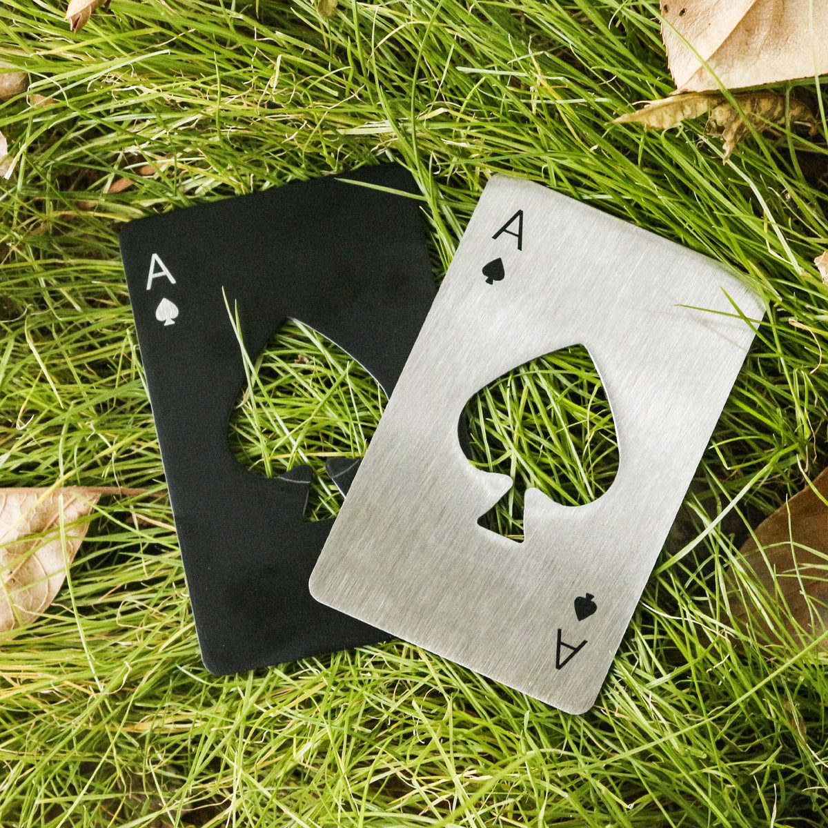 Spades Bottle Opener Credit Card Size Pocker Cap Opener Portable Stainless Steel Can Opener ( Pack Black & Silver)