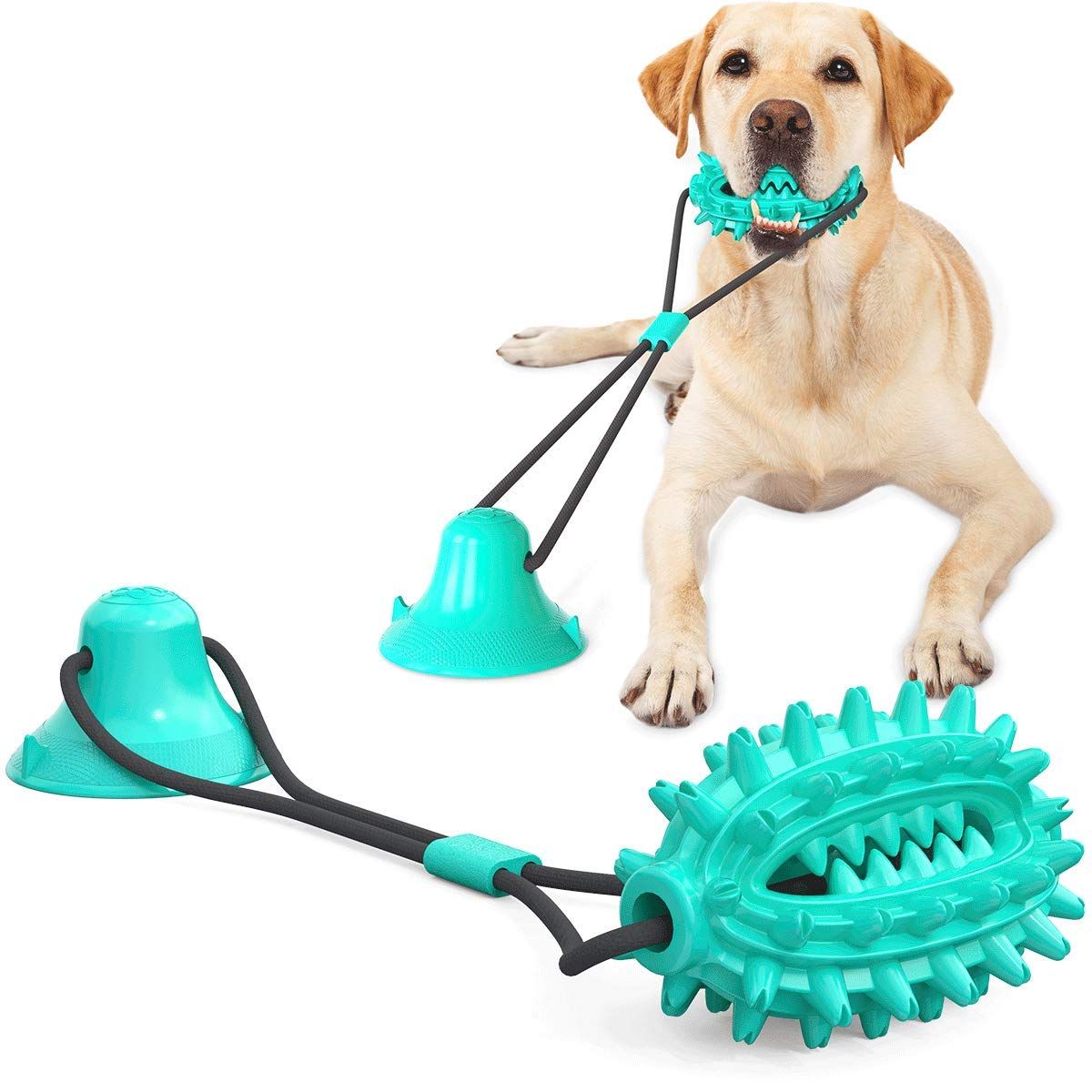 Dog Chew Toy with Suction Cup for Aggressive Chewers, Puppy Training Treats Food Dispensing Toothbrush Pet Teeth Cleaning Rope