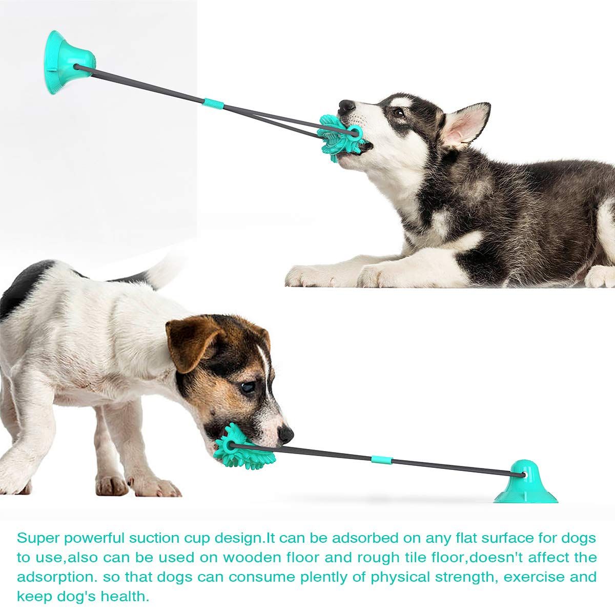 Dog Chew Toy with Suction Cup for Aggressive Chewers, Puppy Training Treats Food Dispensing Toothbrush Pet Teeth Cleaning Rope