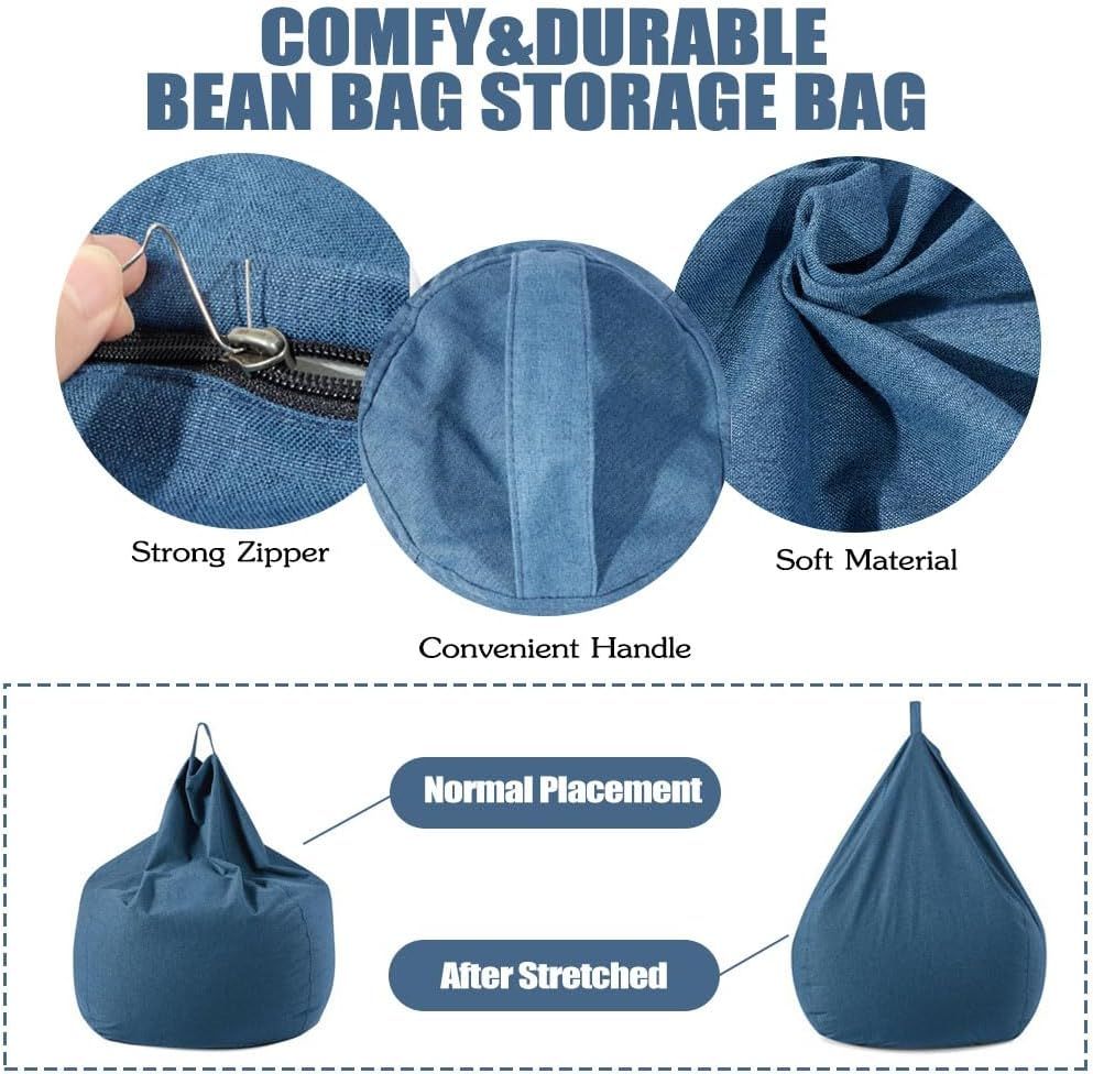 Bean Bag Chair Cover for Kids Adults (No Filler), Soft Lazy Sofa Bed Cover Washable Storage Bean Bag Cover for Living Room-2pcs