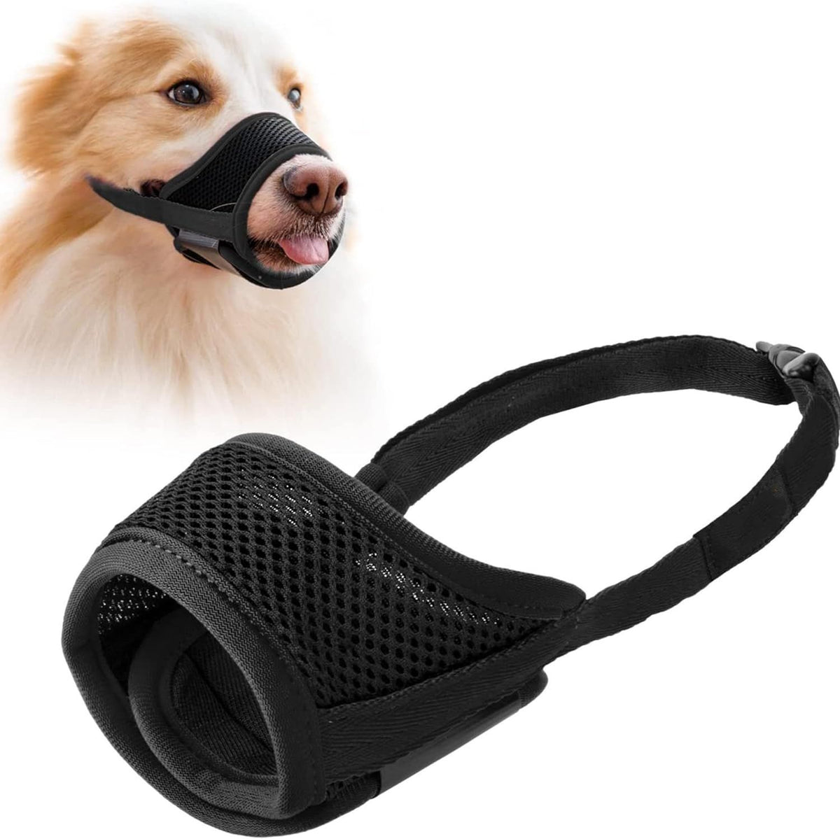 Dog Muzzle,Soft Nylon Muzzle Anti Biting Barking Chewing，Soft Dog Muzzles for Small Medium Large Dogs (L)