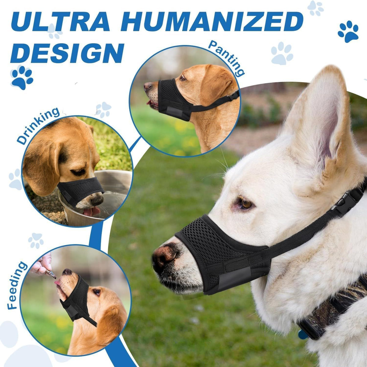 Dog Muzzle,Soft Nylon Muzzle Anti Biting Barking Chewing，Soft Dog Muzzles for Small Medium Large Dogs (L)