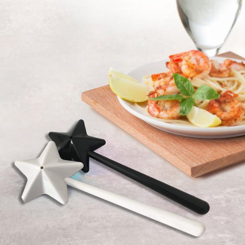 Two-Pack, Halloween, Christmas Kitchen Accessories(black&white)Salt and pepper shaker magic wands Duo salt / pepper