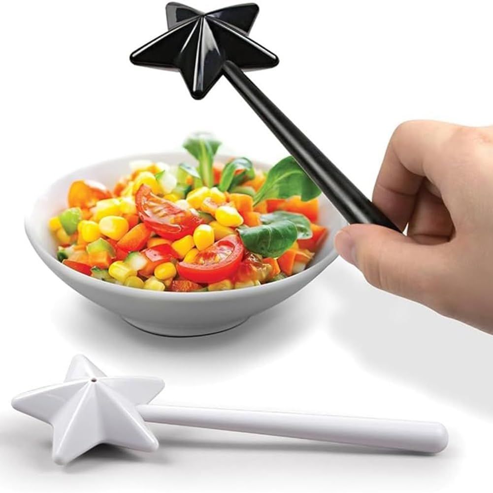 Two-Pack, Halloween, Christmas Kitchen Accessories(black&white)Salt and pepper shaker magic wands Duo salt / pepper