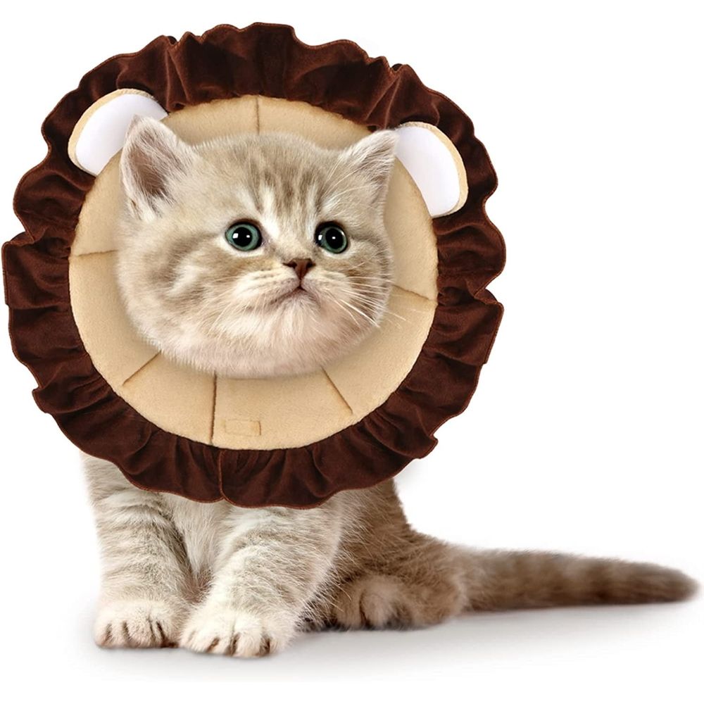Lion-Shaped Soft Pet Recovery Collar shown in the product image