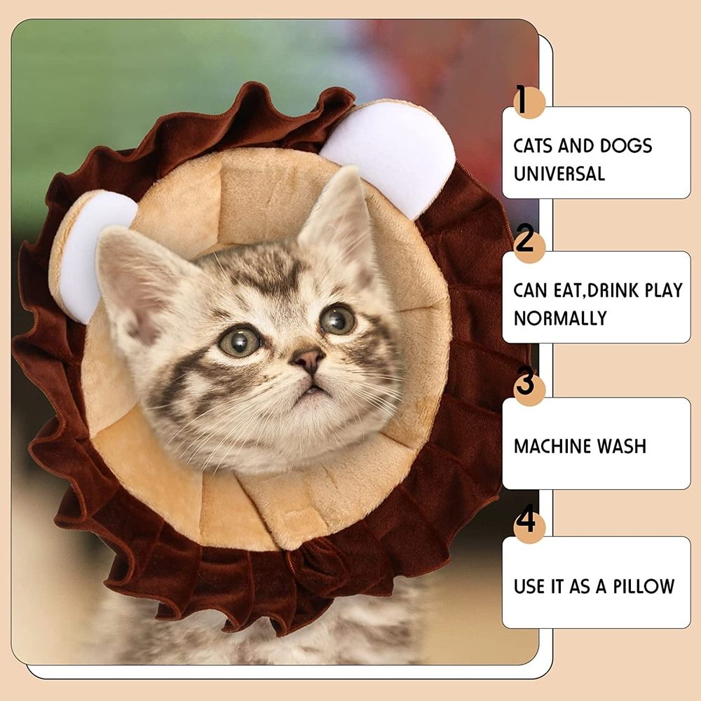 Additional product view: Lion-Shaped Soft Pet Recovery Collar