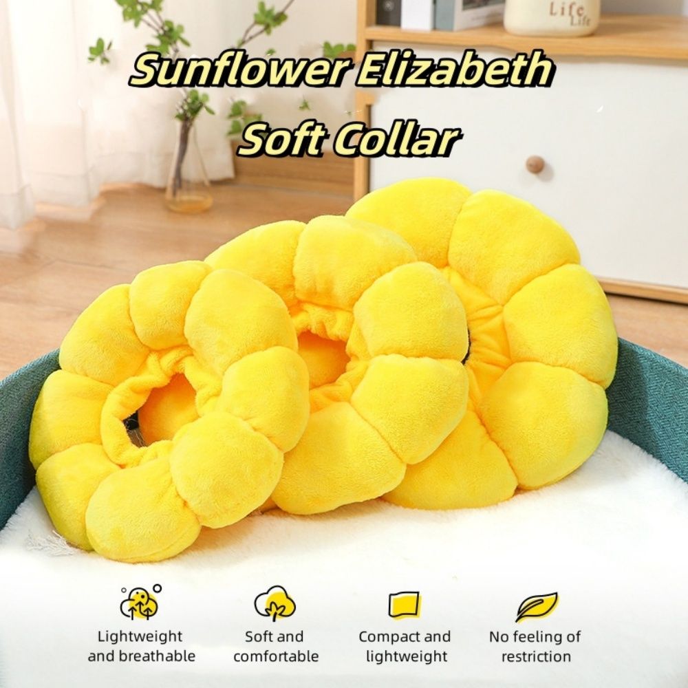 Additional product view: Sunflower-Shaped Pet Recovery Cone Collar, Large