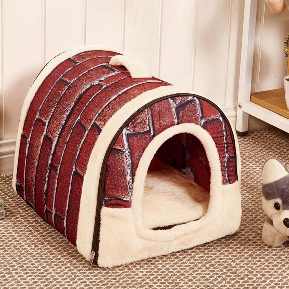 Warm Dog Bed Pet Dog Bed House Warm Soft Mat Bedding Basket Kennel Washable Snug M