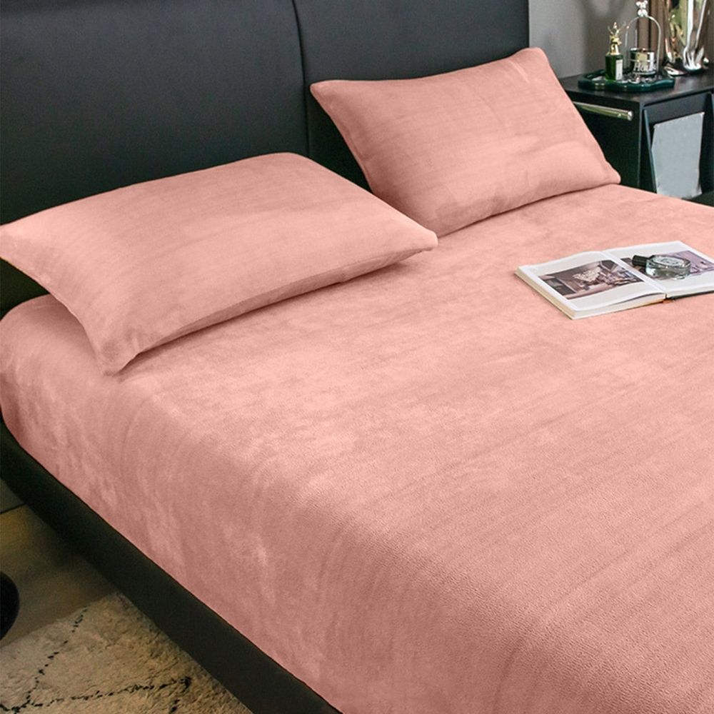 3 Pieces Flannel Sheet Set, Super Soft Cozy Comfy Flannel Bottom, Double Brushed Bed Sheets, One Plush Sheet and 2 Pillowcases, 59x78.74 In