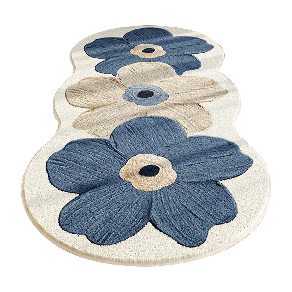 Long Bathroom Runner Rug, Cute Floral Bath Mat, Non-Slip Absorbent Washable, Bedside Decorative Carpet, Soft Plush Fluffy Bath Rug, 15.7'x47.2'