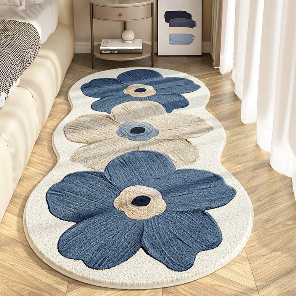 Long Bathroom Runner Rug, Cute Floral Bath Mat, Non-Slip Absorbent Washable, Bedside Decorative Carpet, Soft Plush Fluffy Bath Rug, 15.7'x47.2'