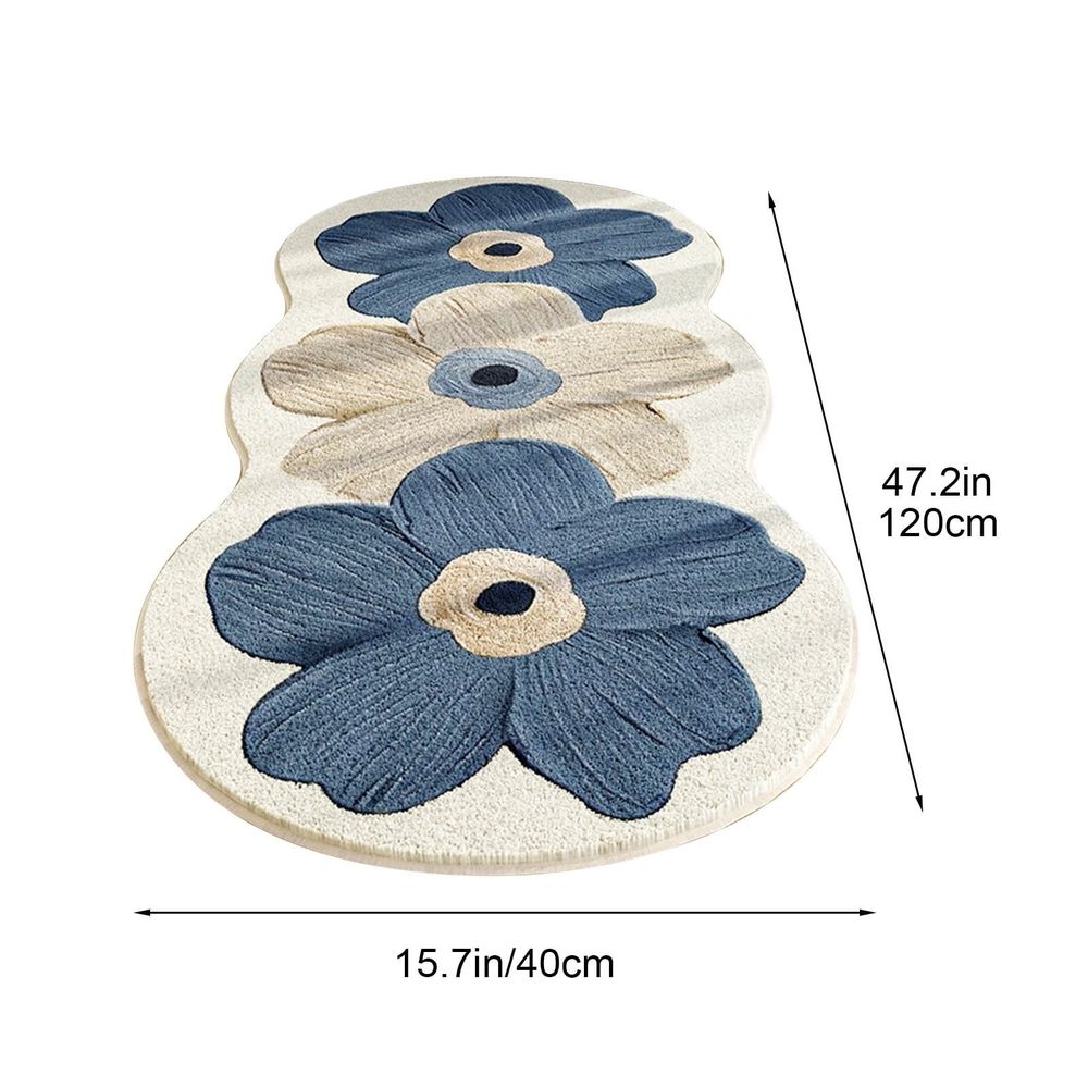 Long Bathroom Runner Rug, Cute Floral Bath Mat, Non-Slip Absorbent Washable, Bedside Decorative Carpet, Soft Plush Fluffy Bath Rug, 15.7'x47.2'