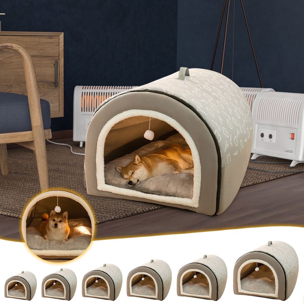 Dog House Cozy, 2 in 1 Small Dog House, L Size for Small Medium Dog, Comfy Cave Portable House for Dogs, Warm Cave Sleeping Nest Bed for Cats and Dogs, Gray