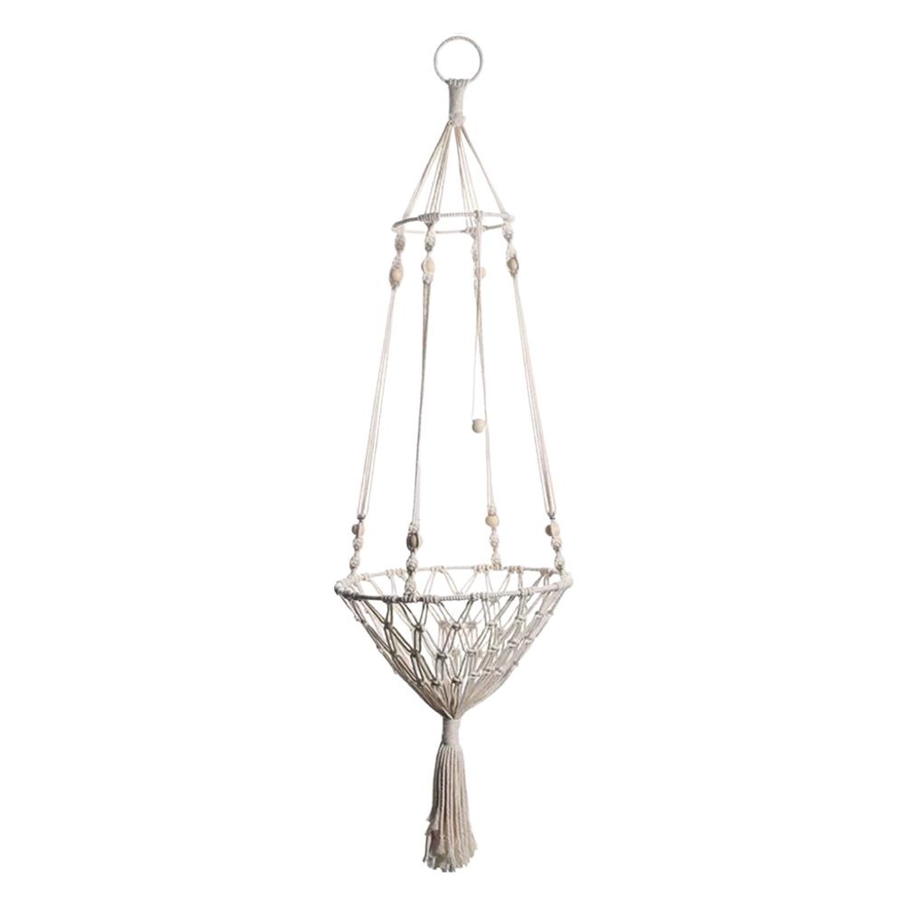 Additional product view: White Boho Macrame Hanging Cat Hammock with Tassels