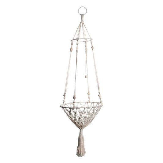 Additional product view: White Boho Macrame Hanging Cat Hammock with Tassels