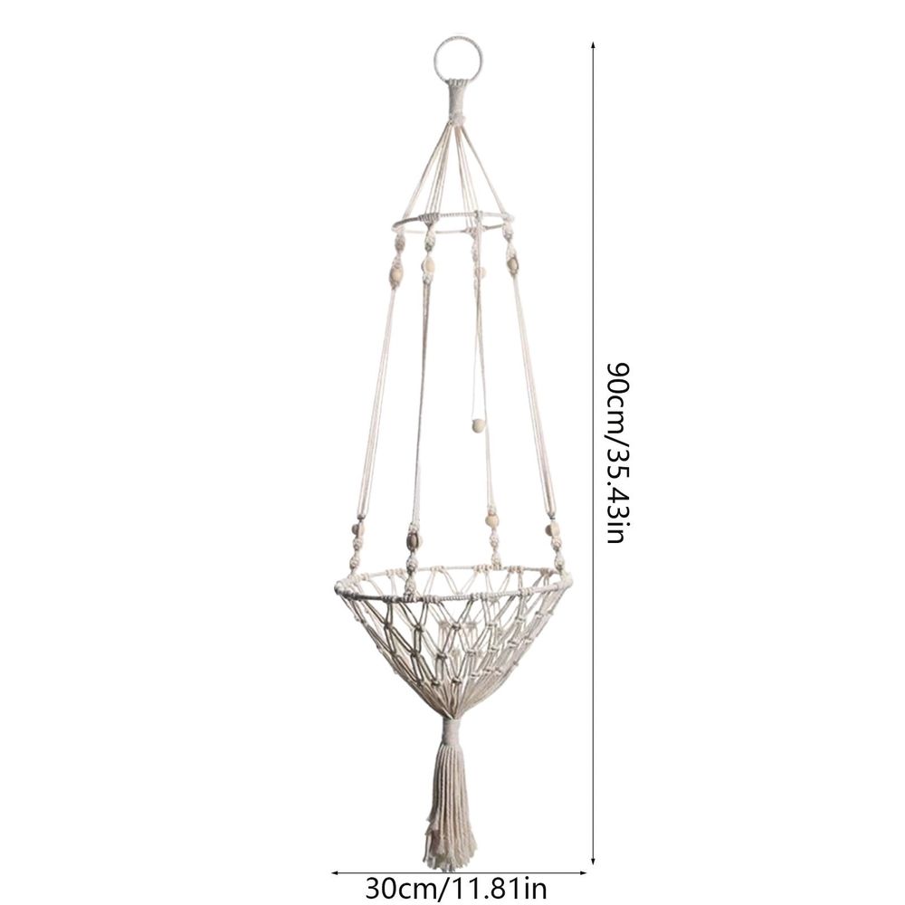 Additional product view: White Boho Macrame Hanging Cat Hammock with Tassels