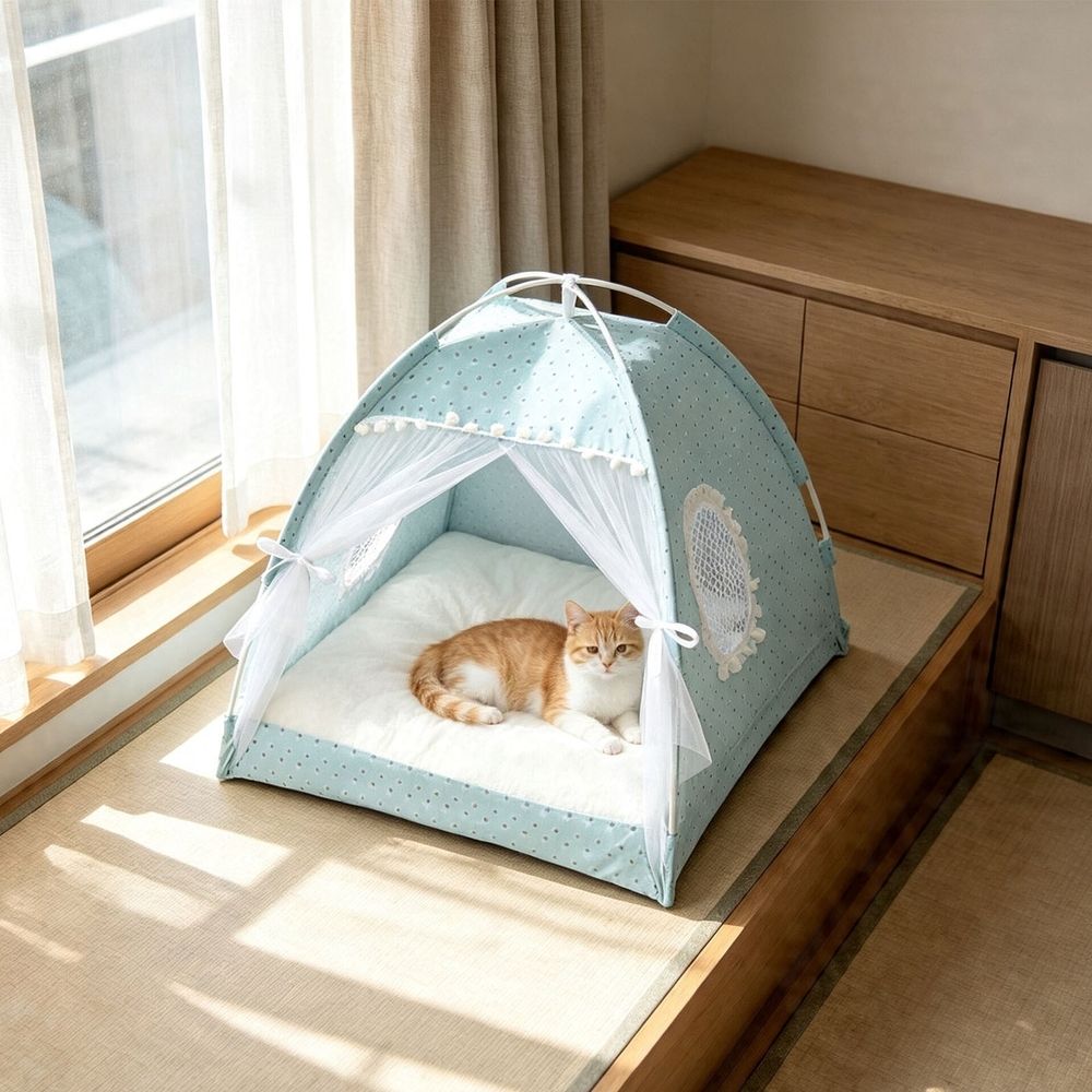 Additional product view: Semi-Enclosed Portable Cat Tent Bed