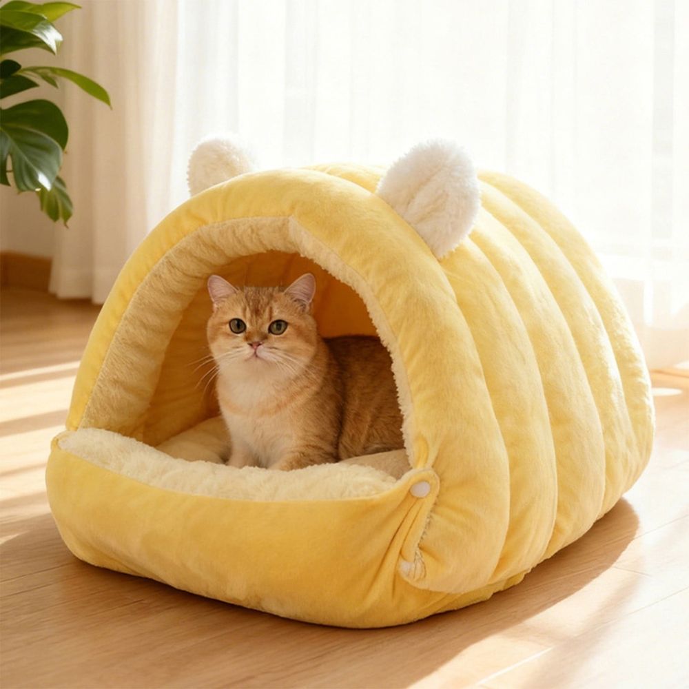 Additional product view: Yellow Plush Tree-Hole Nest Bed for Cats and Small Dogs